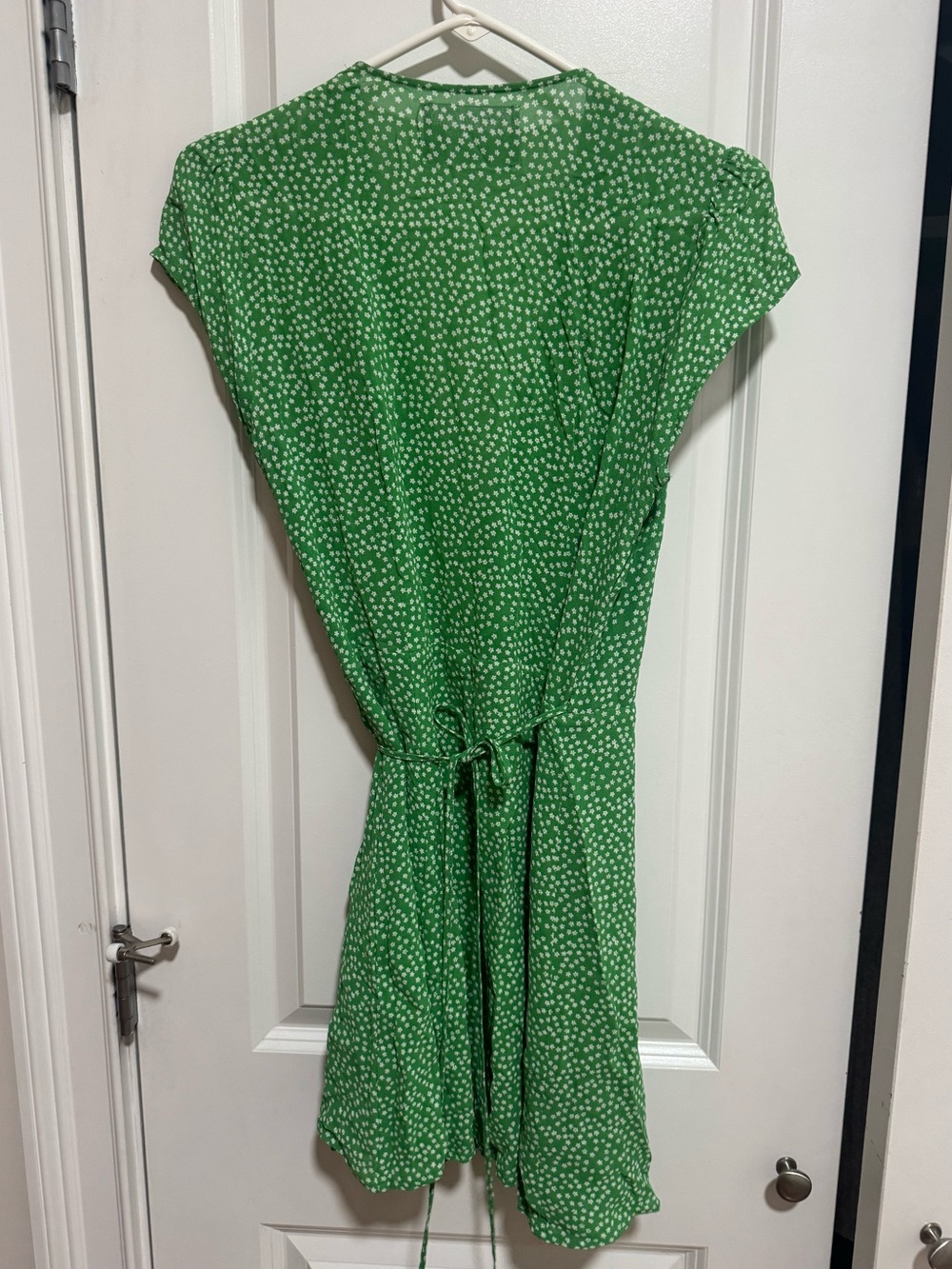 Reformation Green Polka Dot Mini Wrap Dress - Picture 2 of 3